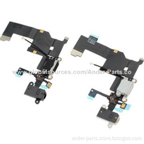 Factory price supply charging port and dock connector flex for iPhone 5/5S/5c, black/white